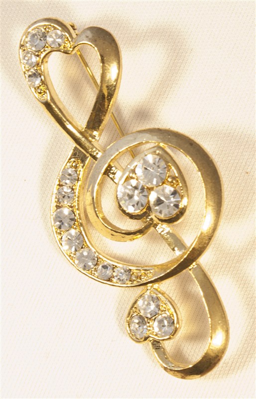 REGALO - BROCHE CLAVE DE SOLO ORO ACABADO BRILLANTE (GRANDE)