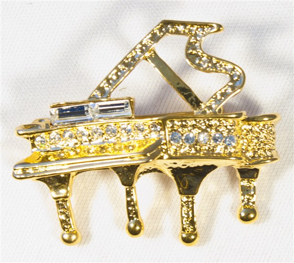 REGALO - BROCHE PIANO DE COLA DORADO ACABADO BRILLANTE (GRANDE)