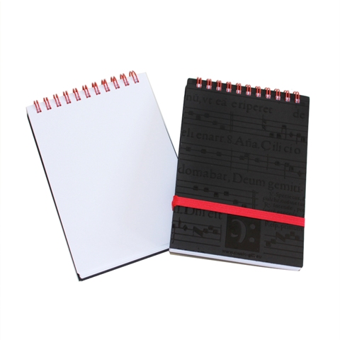 REGALO - LIBRETA A6 CON MOTIVOS MUSICALES (PARTITURA EN RELIEVE) NEGRO