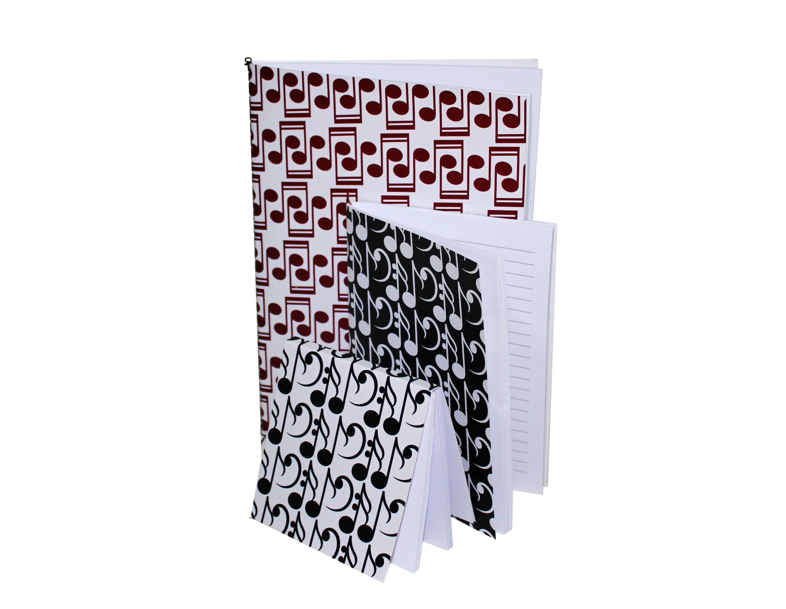 REGALO - CUADERNOS CON MOTIVOS MUSICALES (SET DE 3 UNID, 3 TAMAÑOS A5/A6/A7)