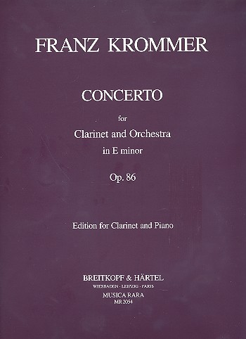 KROMMER F. - CONCIERTO MI m - OP.86 - CLARINETE Y PIANO
