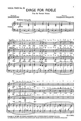 VAUGHAM WILLIAMS R. - DIRGE FOR FIDELE SSA /P