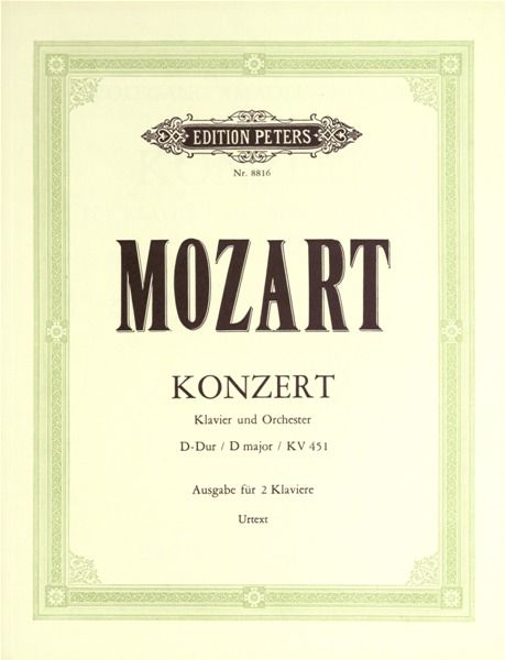 MOZART W.A. - CONCIERTO Nº16 RE M URTEXT - KV.451 URTEXT