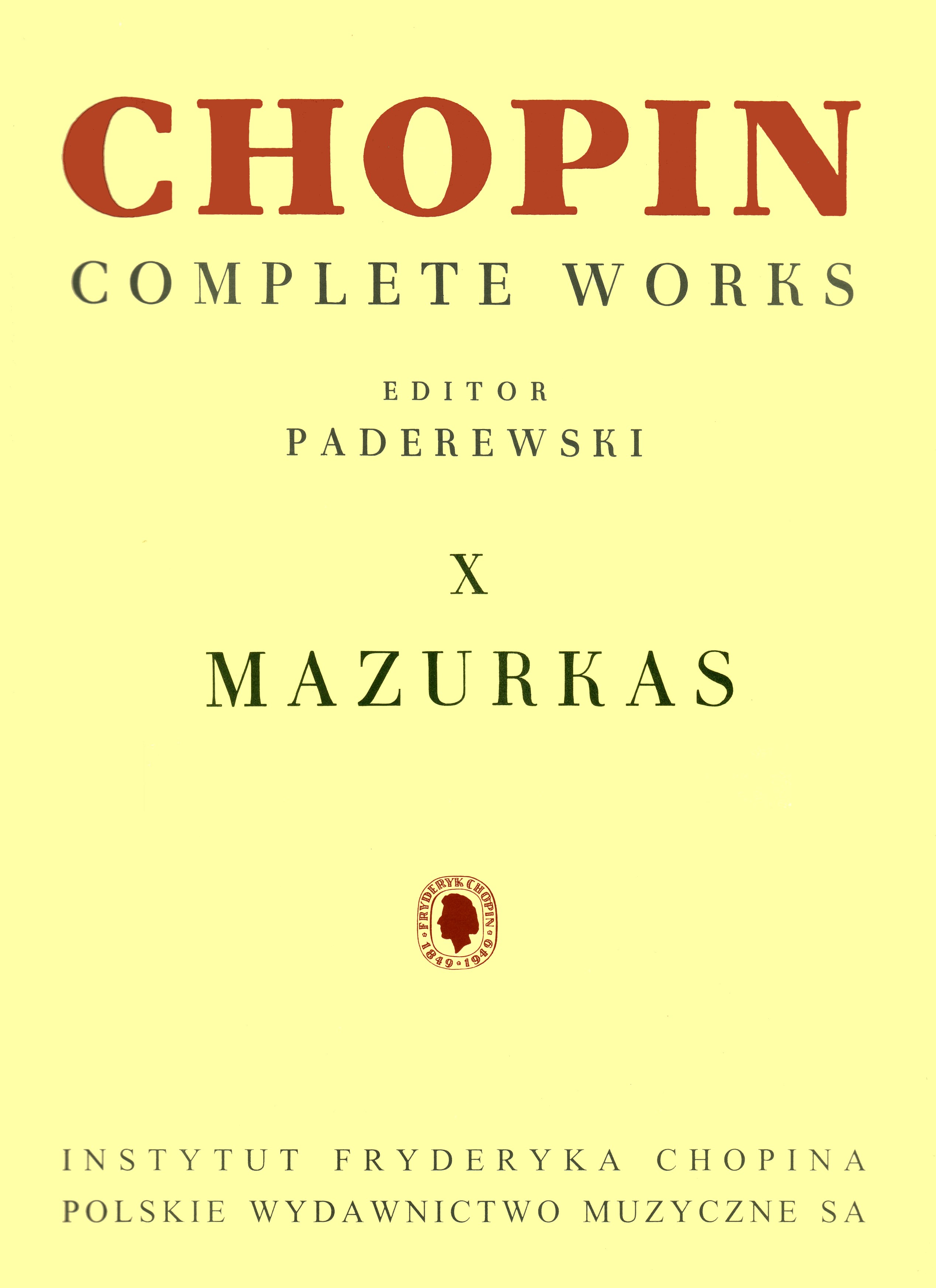 CHOPIN F. - MAZURCAS PADEREWSKI -