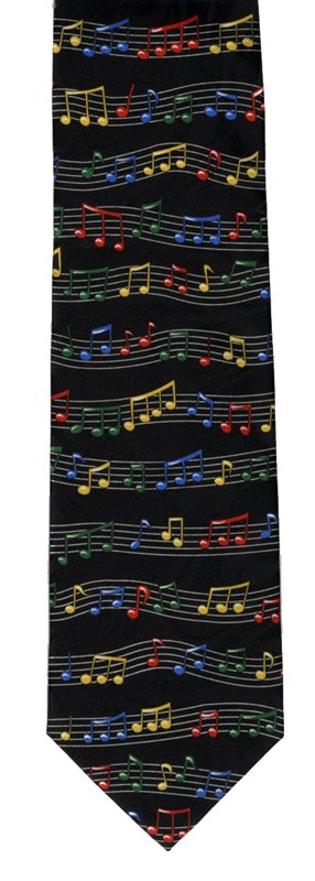 REGALO - CORBATA NEGRA CON NOTAS DE DIFERENTES COLORES