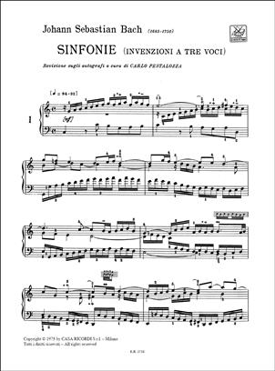 BACH J.S. - INVENCIONES A 3 VOCES URTEXT (PESTALOZZA) -