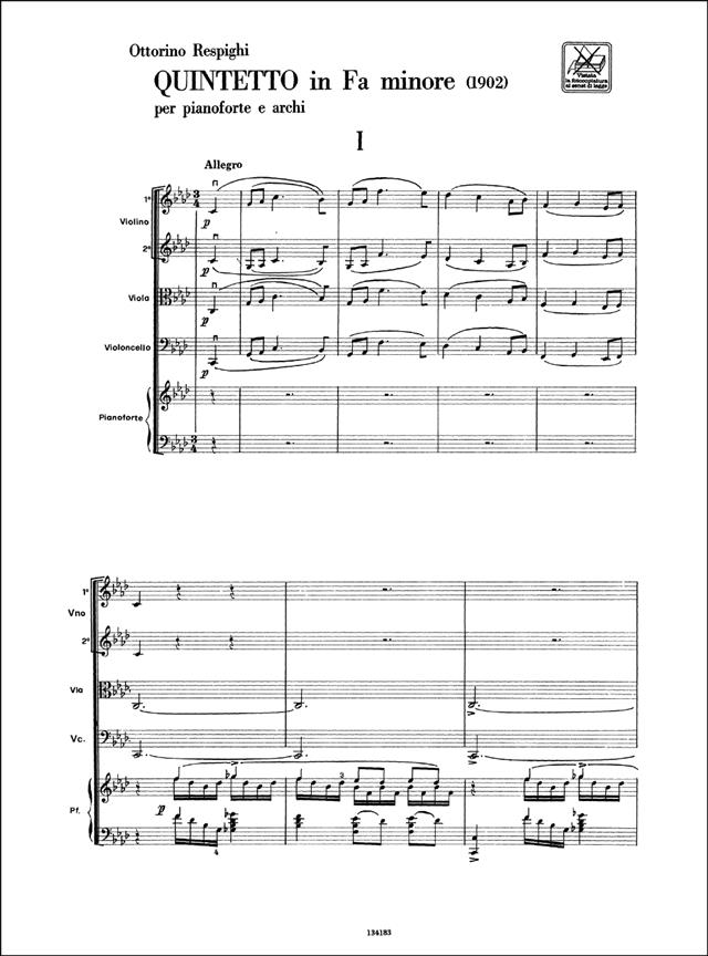 RESPIGHI O. - QUINTETO FA m (PARTITURA)