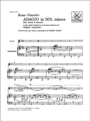 ALBINONI T. - ADAGIO SOL m - (FL/P)