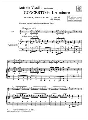 VIVALDI A. - CONCIERTO LA m F VII/5 - RV.461 -OBOE Y PIANO -