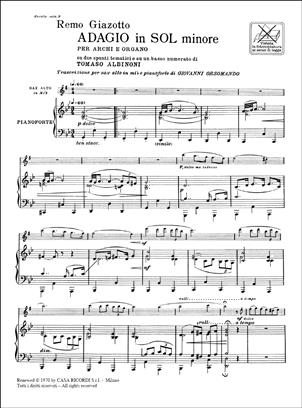 ALBINONI T / GIAZZZOTTO-   ADAGIO SOL m (SAXO/P)
