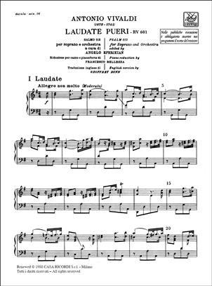 VIVALDI A. - LAUDATE PUERI - RV.601