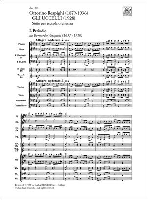 RESPIGHI O. - GLI UCCELLI, TRITTICO BOTTICELLIANO -