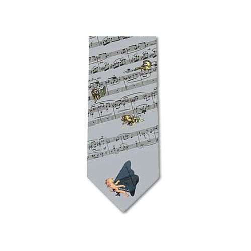 REGALO - CORBATA DE SEDA (Motivo musical de "Ludus tonalis" (Hindemith), gris plateado)