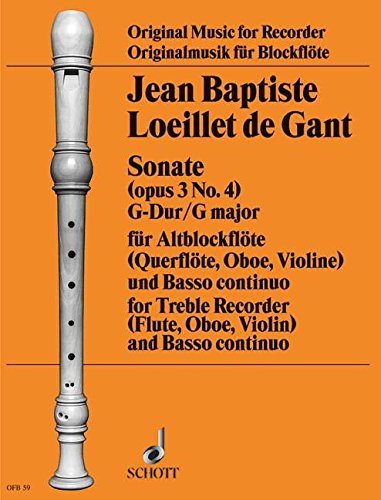 LOEILLET J.B. - SONATA SOL M - OP.3 Nº4