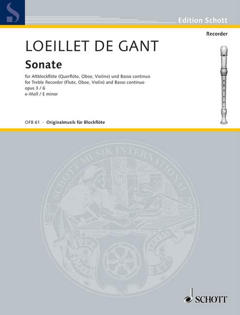 LOEILLET J.B. - SONATA MI m - OP.3 Nº6