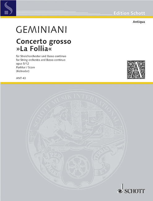 GEMINIANI F. - CONCERTO GROSSO LA FOLIA PARTES