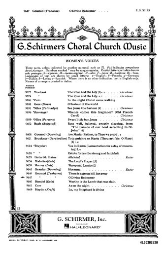 GOUNOD CH. - O DIVINE REDEEMER                    SSA -