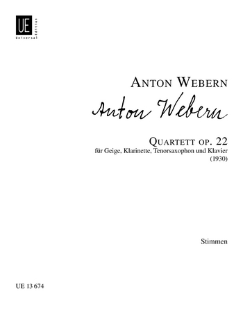 WEBERN A. - CUARTETO OP.22 - VIOLIN CLARINETE SAXO TENOR Y PIANO