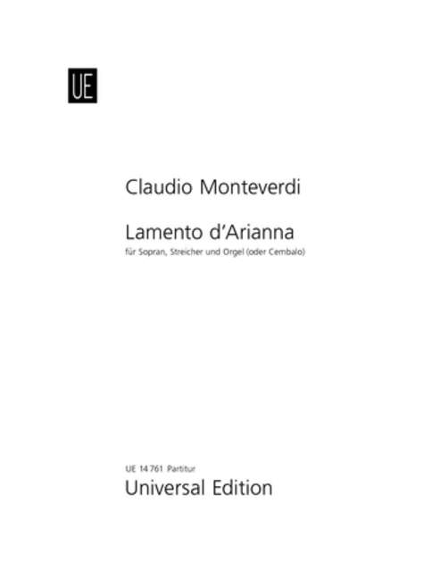 MONTEVERDI C. - LAMENTO DE ARIANNA -