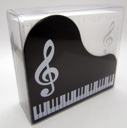 REGALO - CAJITA CON HOJAS PARA NOTAS EN FORMA DE PIANO DE COLA (NEGRO)