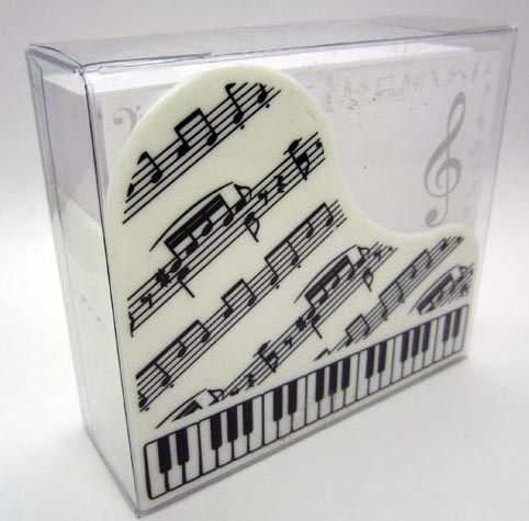 REGALO - CAJITA CON HOJAS PARA NOTAS EN FORMA DE PIANO DE COLA (BLANCO)