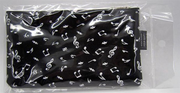 REGALO - ESTUCHE DE TELA NEGRO CON NOTAS MUSICALES EN BLANCO