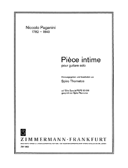 PAGANINI N. - PIEZA INTIMA -