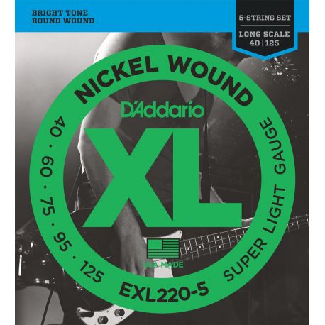 CUERDA BAJO - D´ADDARIO 5 CUERDAS EXL-220 (040-125)