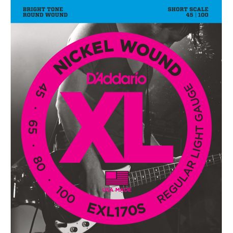 CUERDA BAJO ELECTRICO - DÁDDARIO ESCALA CORTA XL170S XL NICKEL WOUND 45-100