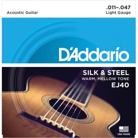CUERDA GUITARRA ACUSTICA - D´ADDARIO EJ40 SILK & STEEL 011-047