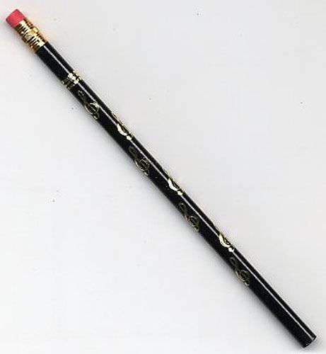 REGALO- LAPIZ NEGRO CON LA CLAVE DE SOL EN DORADO (CON GOMA)