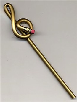 REGALO- LAPIZ CLAVE DE SOL Y GOMA (ORO)