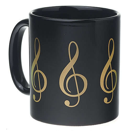 REGALO- TAZA NEGRA CON CLAVE DE SOL DORADA -** DESCATALOGADO**