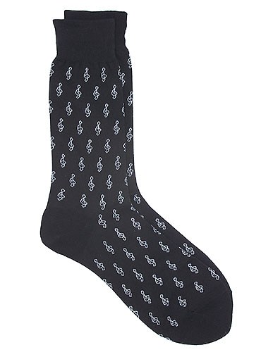 REGALO- CALCETIN NEGRO CLAVE SOL BLANCA (10-13)