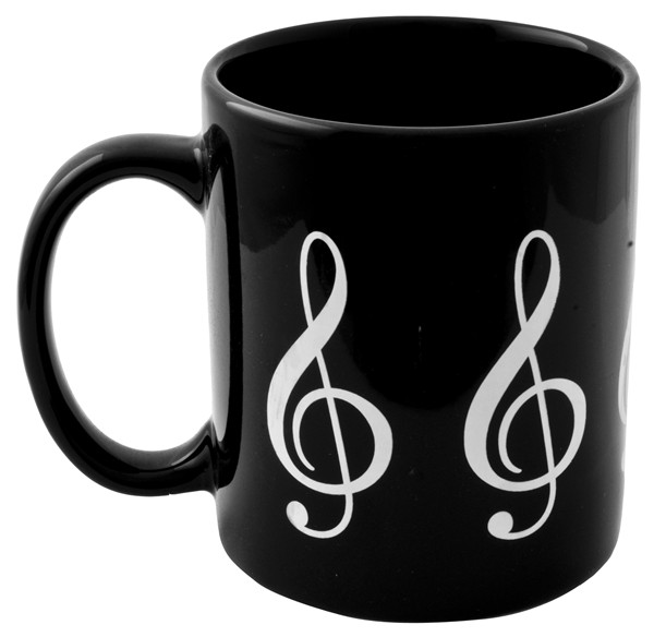 REGALO- TAZA NEGRA CON CLAVE DE SOL BLANCA