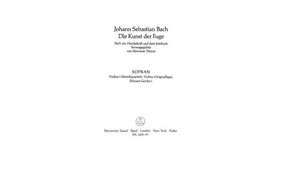 BACH J.S. - ARTE DE LA FUGA BWV1080 PARTE VIOLIN I