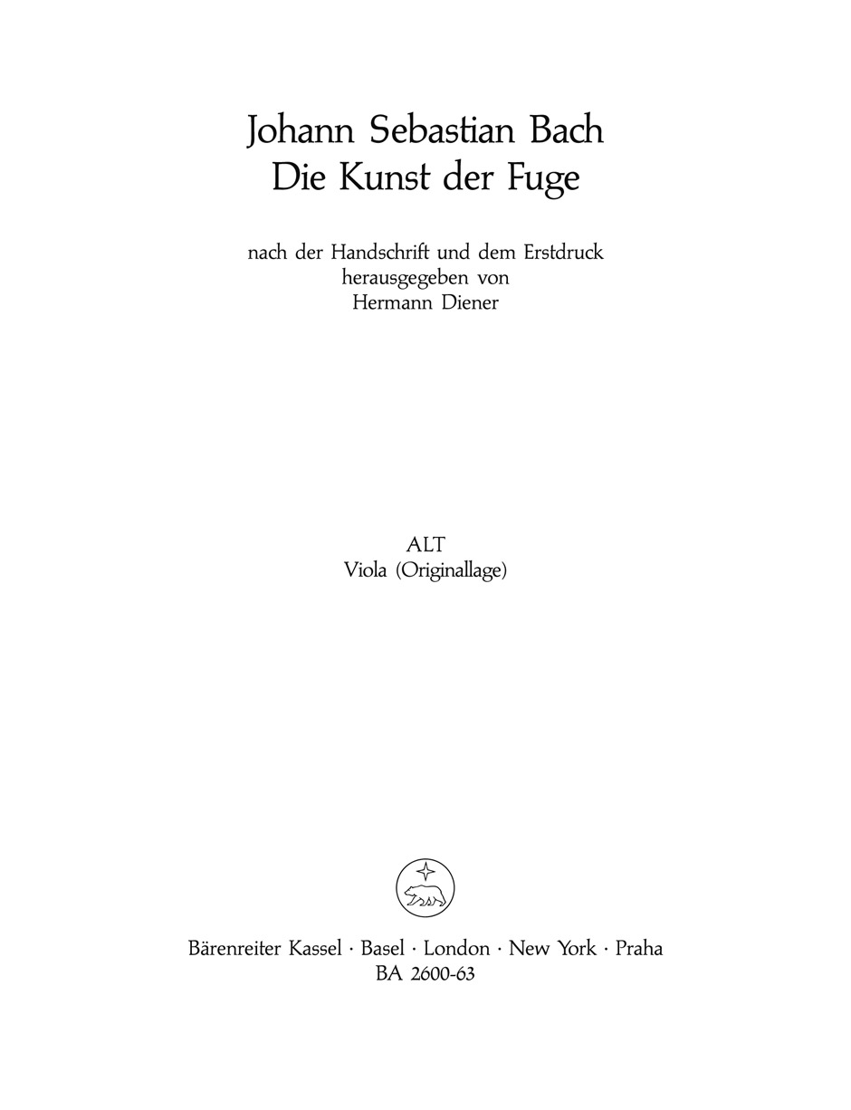 BACH J.S. - ARTE DE LA FUGA BWV1080 VIOLA