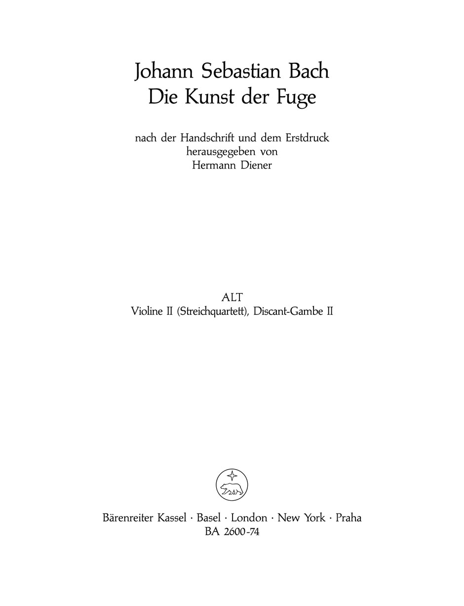 BACH J.S. - ARTE DE LA FUGA BWV 1080 PARTE VIOLIN II