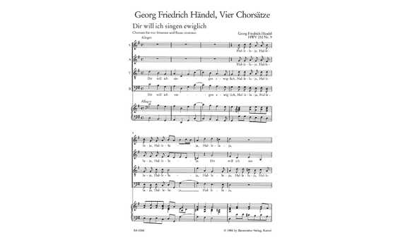 HANDEL G.F. - DIR WILL ICH SINGEN EWIGLICH SATB -