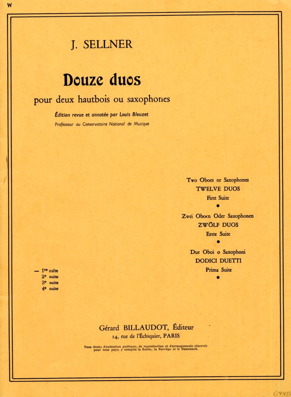 SELLNER J. - DUOS V.1 (12) - 2 OBOES O 2 SAXOS