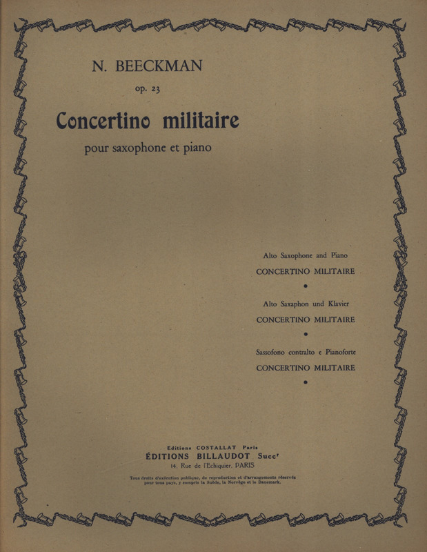 BEECKMANN N. - CONCERTINO MILITAR - OP.23