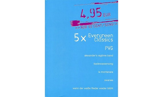 5 x Evergreen Classics, para piano, voz y guitarra