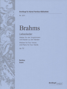 BRAHMS J. - LIEBESLIEDER OP.52 SOLO, CORO Y PIANO 4 MANOS