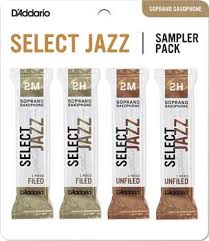 CAÑA SAXO SOPRANO - D´ADDARIO SAMPLER PACK - SELECT JAZZ : 2M, 2H FILED - UNFILED (4 CAÑAS)