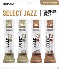 CAÑA SAXO BARITONO - D´ADDARIO SAMPLER PACK - SELECT JAZZ : 3S, 3M FILED - UNFILED (4 CAÑAS)
