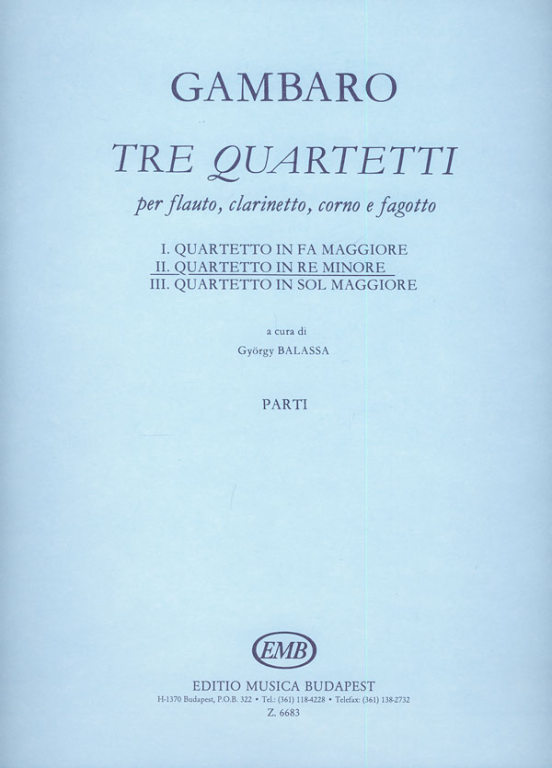 GAMBARO G.B. - CUARTETO Nº2 RE m (PT) FL/CL/TR/FG -