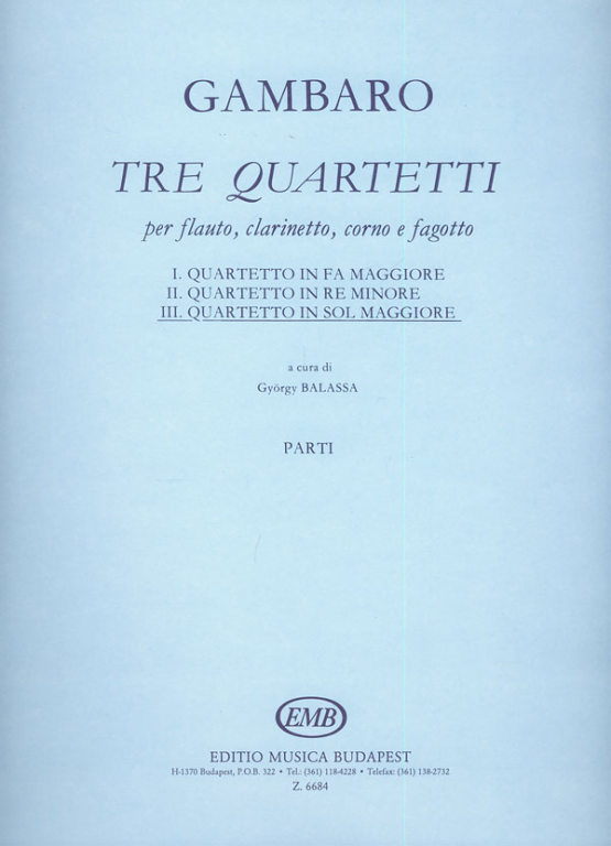 GAMBARO G.B. - CUARTETO Nº3 (PT) FL/CL/TR/FG -
