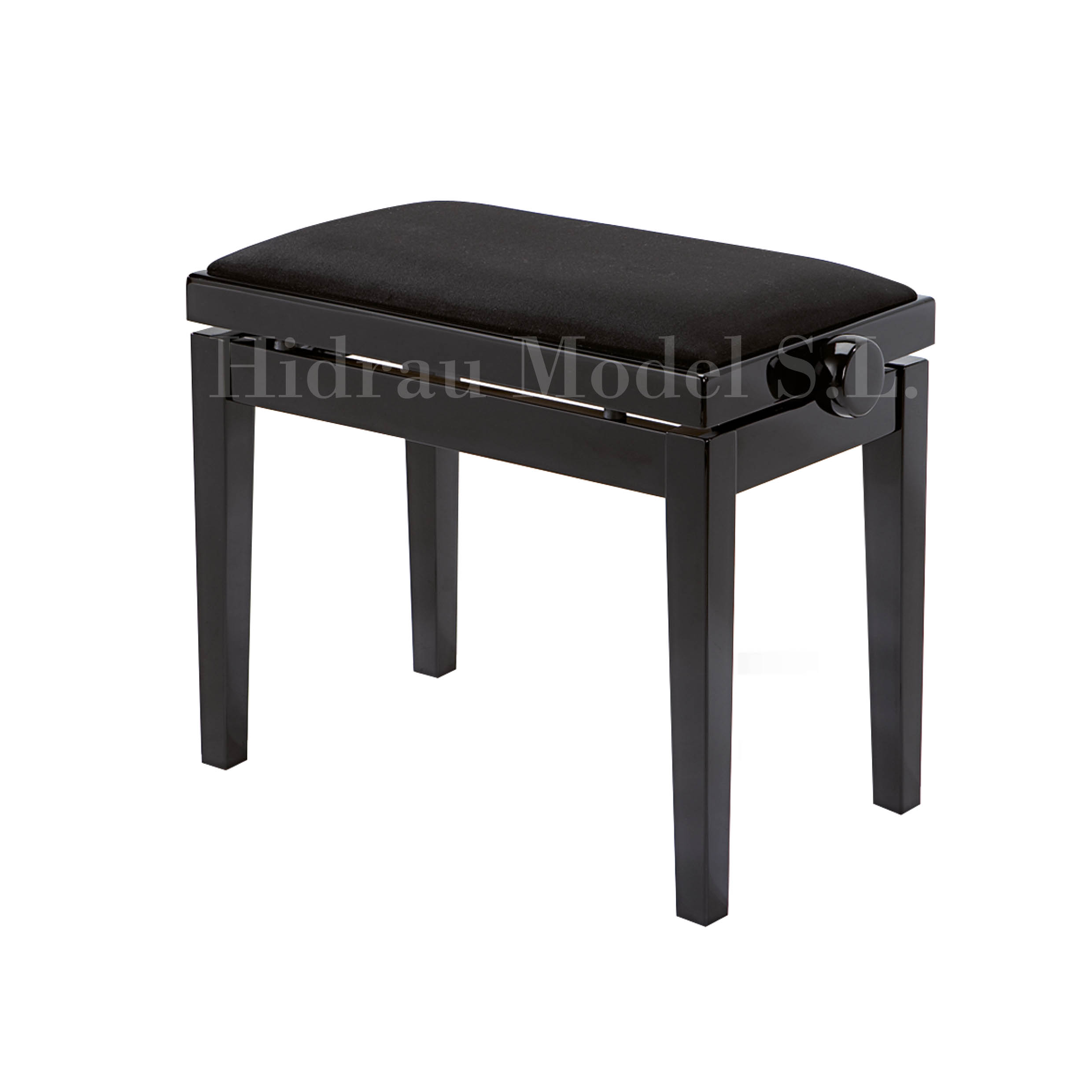 BANQUETA REGULABLE - BG27 PALISANDRO TAPIZADO NEGRO POLIPIEL