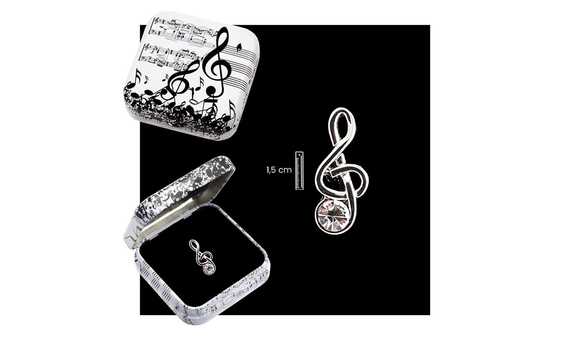 REGALO - PIN CLAVE DE SOL CON PIEDRA EN LATA