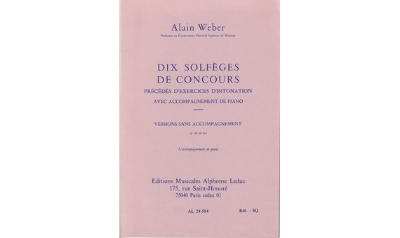WEBER A.- SOLFEGES DE CONCOURS (10) VERSION A:CLE SOL SANS ACOMP
